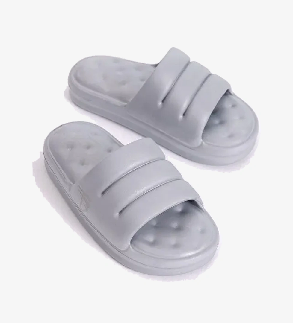 Kadın Gri Rahat Kalıp Dilimli Model Önü Açık Eva Terlik - Görsel 1