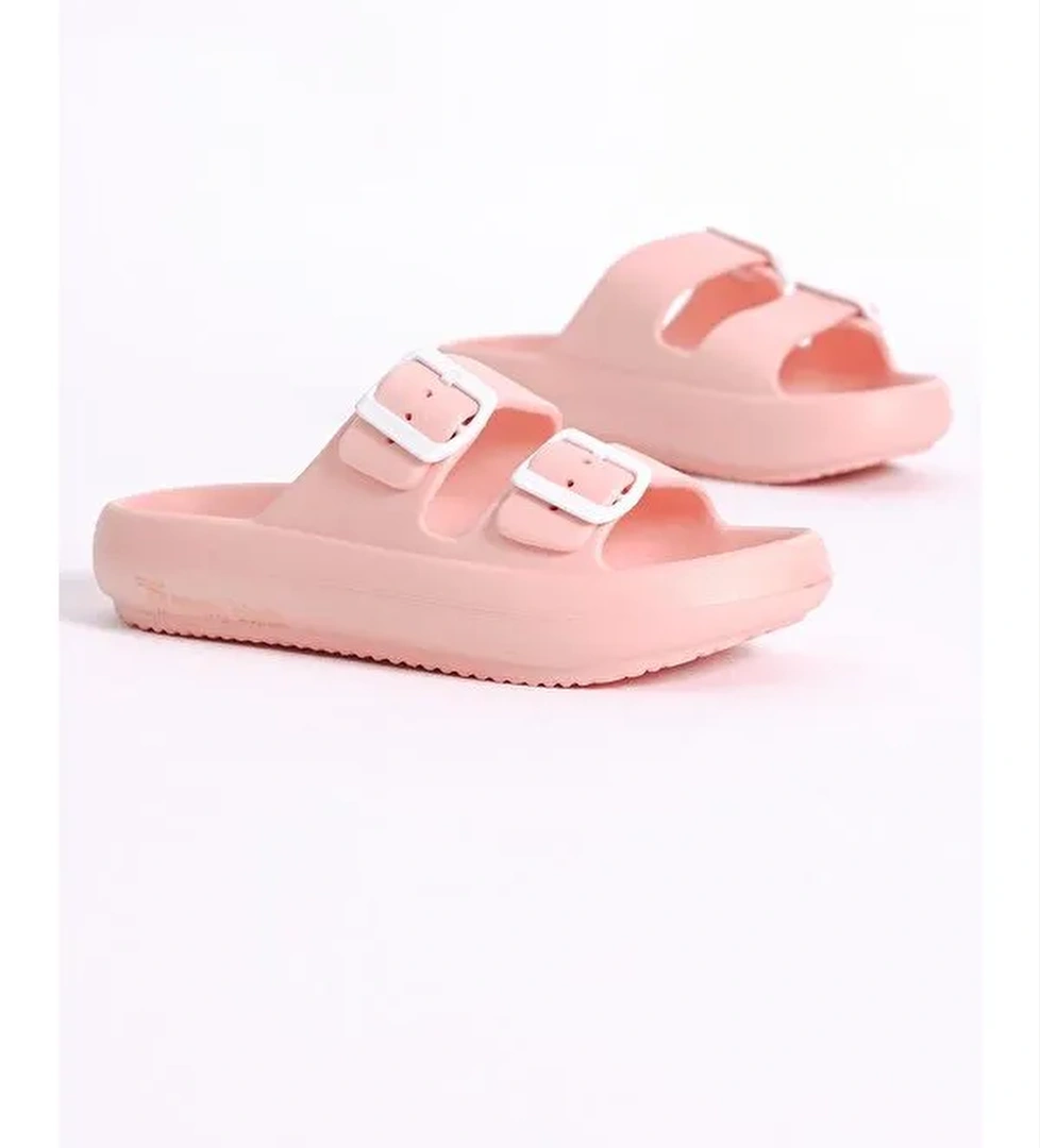 Kadın Somon Rahat Kalıp Tokalı Yüksek Taban Eva Terlik - Görsel 1