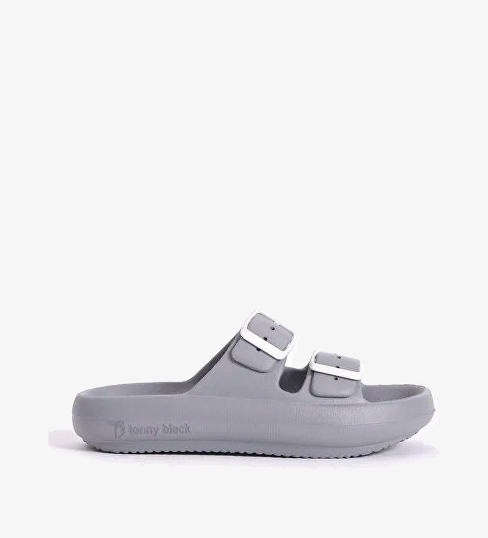 Kadın Gri Rahat Kalıp Tokalı Yüksek Taban Eva Terlik - Görsel 1