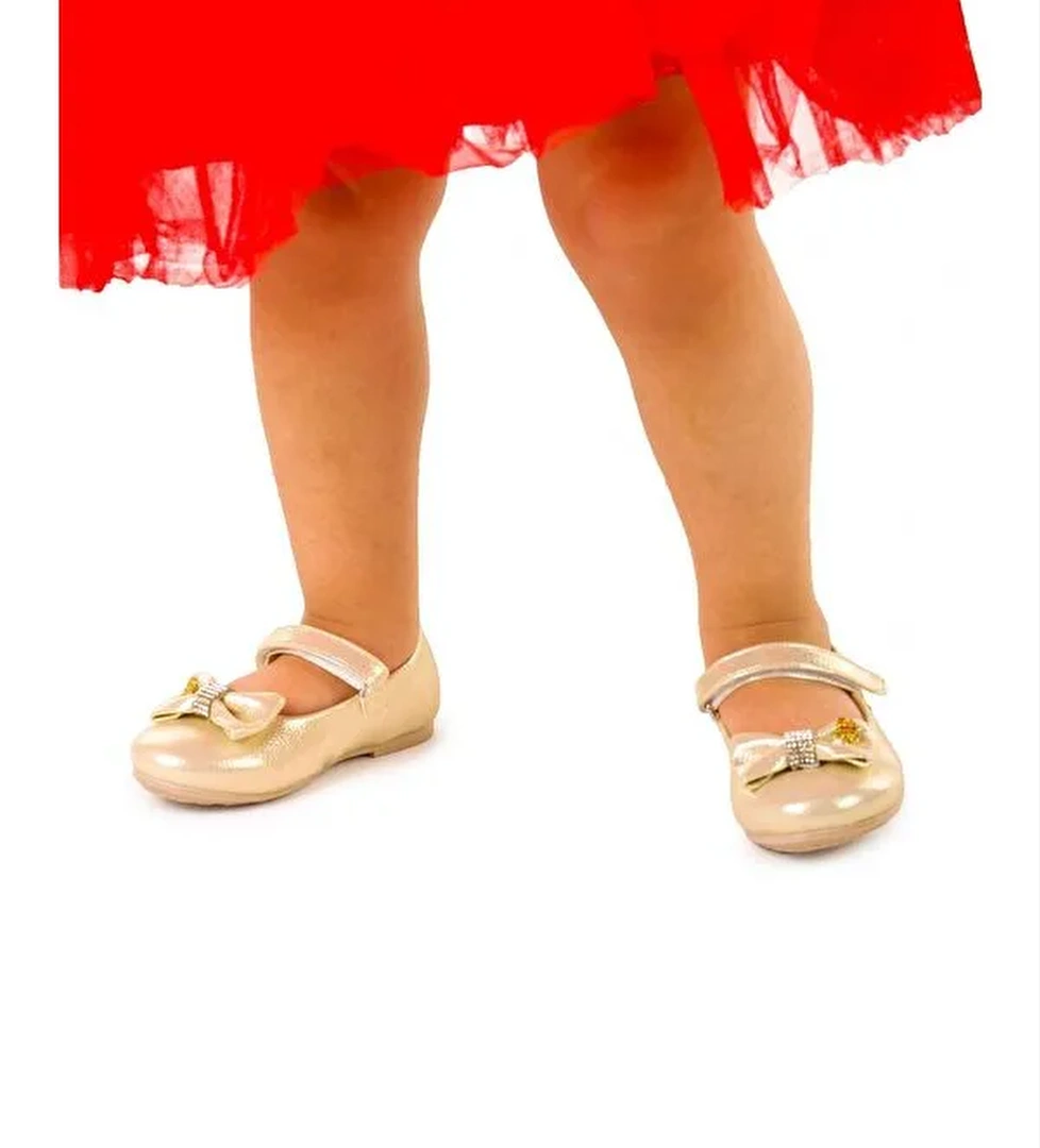 Cırtlı Fiyonklu Kız Çocuk Babet Ayakkabı Ege 201 Vakko - Görsel 1