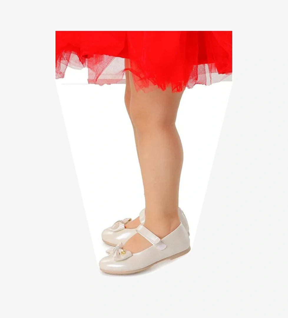 Cırtlı Fiyonklu Kız Çocuk Babet Ayakkabı Ege 201 Cilt - Görsel 1