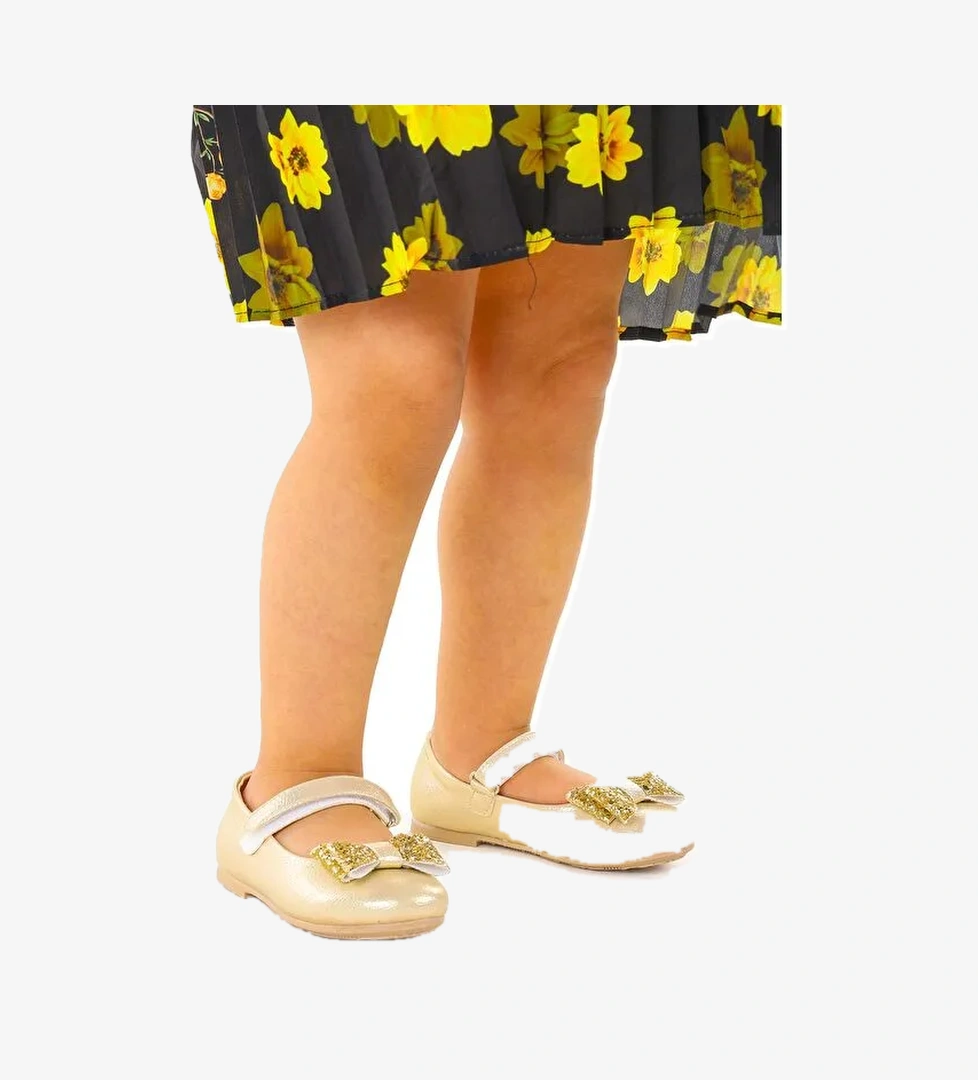 Cırtlı Fiyonklu Kız Çocuk Babet Ayakkabı Ege 200 Vakko - Görsel 1