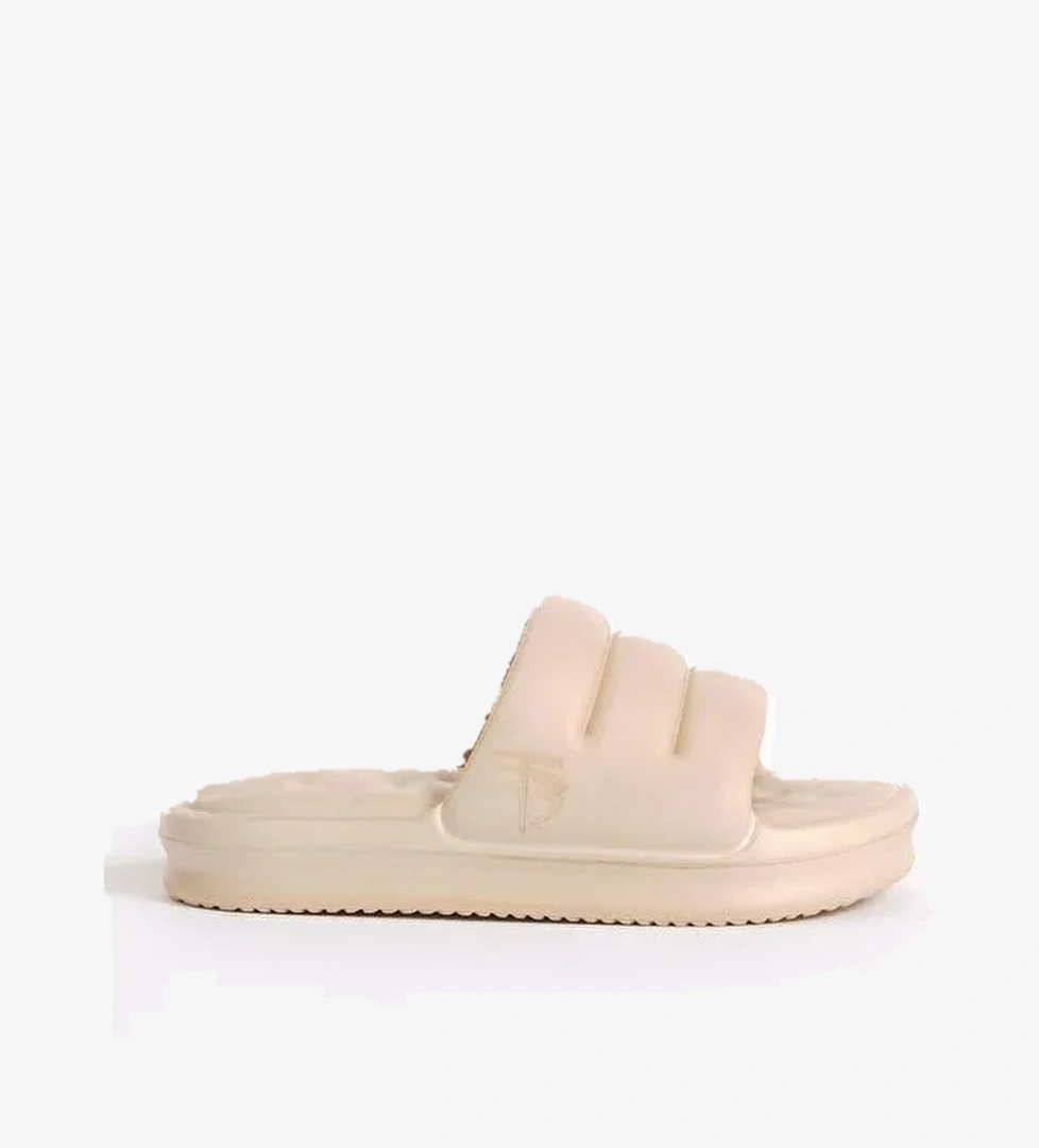 Kadın Krem Rahat Kalıp Dilimli Model Önü Açık Eva Terlik - Görsel 1