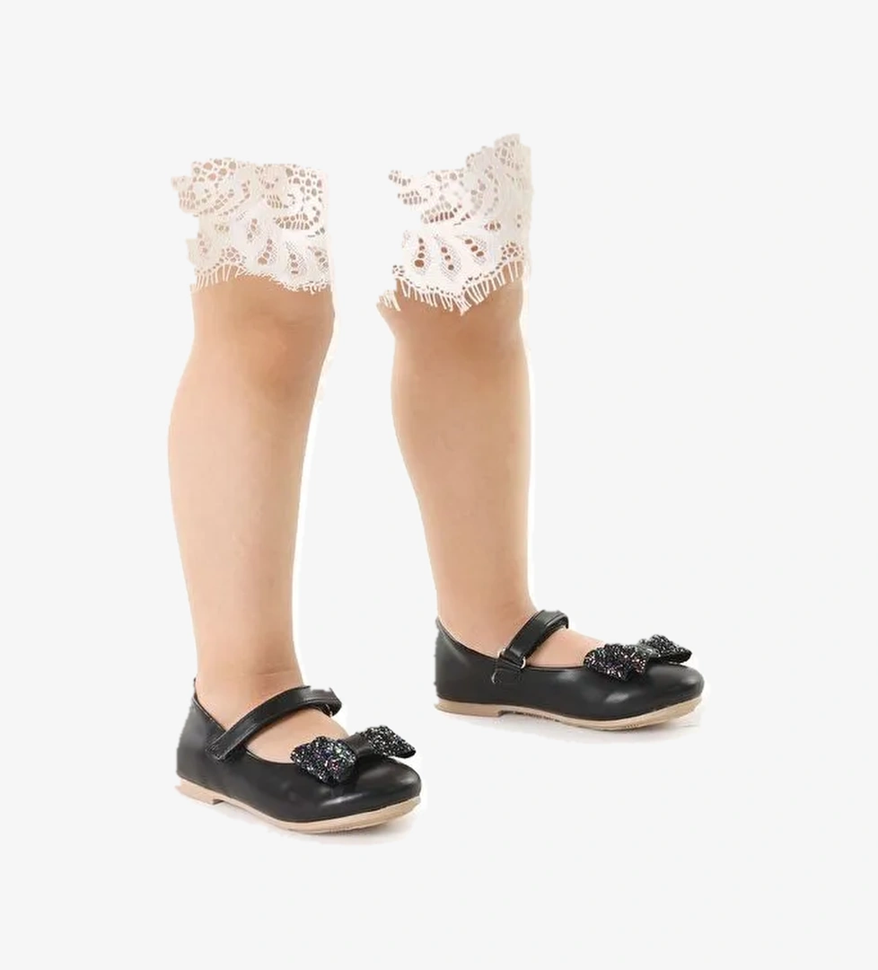 Cırtlı Fiyonklu Kız Çocuk Babet Ayakkabı Ege 200 Cilt - Görsel 1