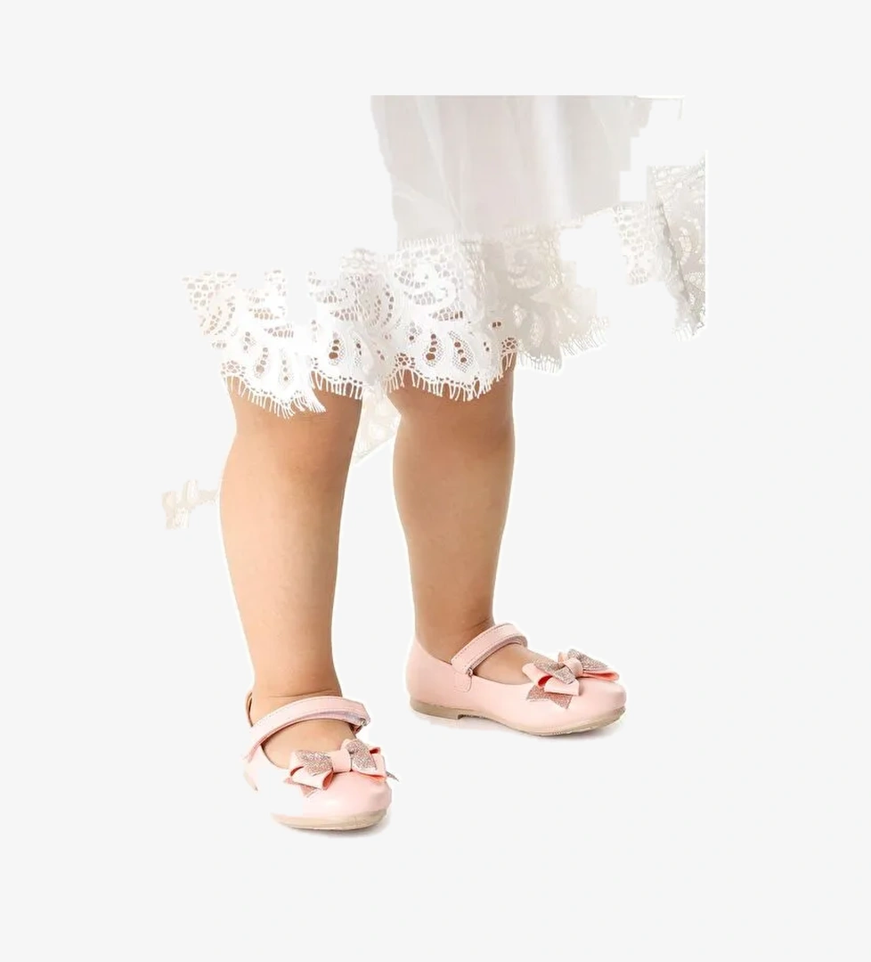 Cırtlı Kum Sim Fiyonklu Kız Çocuk Babet Ayakkabı Ege 202 Cilt