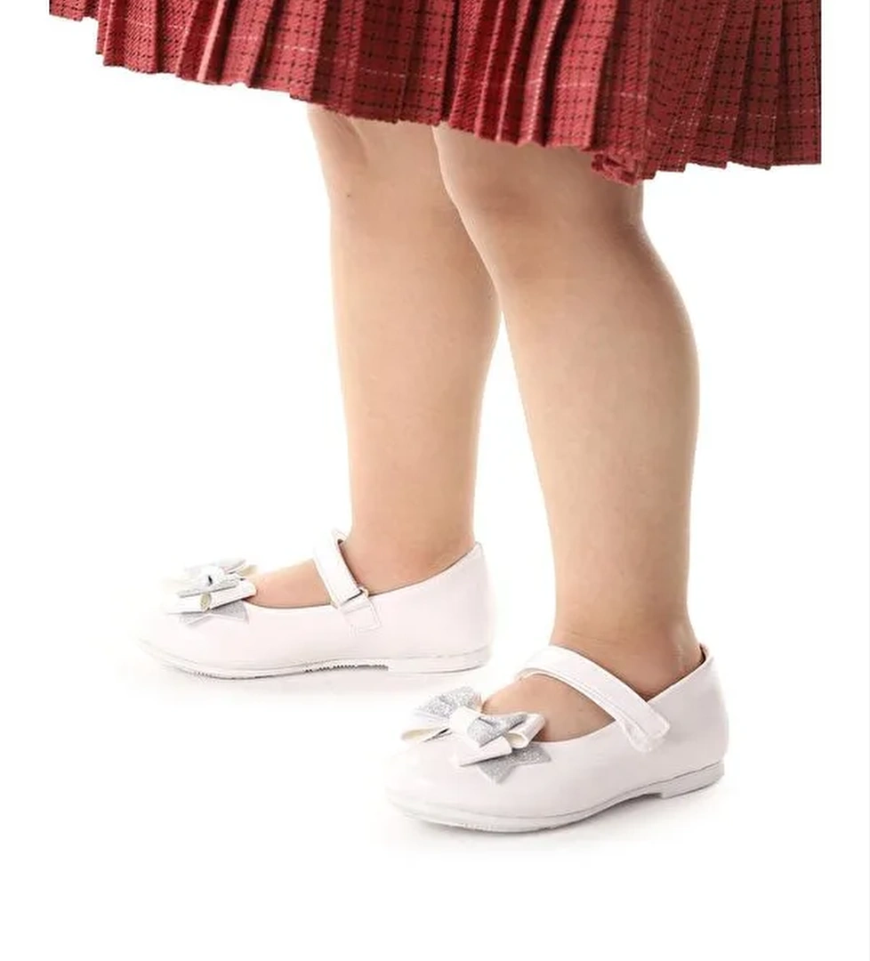 Cırtlı Kum Sim Fiyonklu Kız Çocuk Babet Ayakkabı Ege 202 Rugan