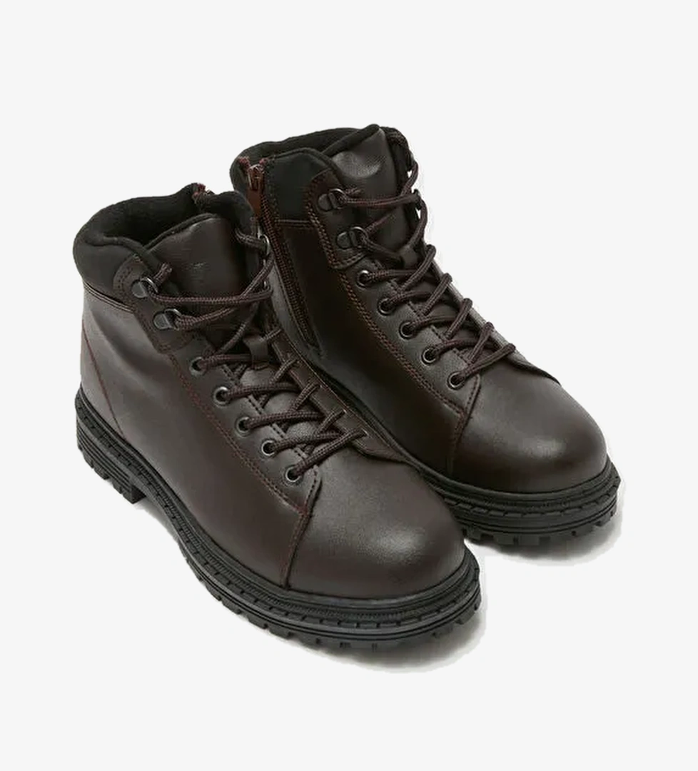 Bağcıklı Deri Görünümlü Erkek Bot - Görsel 1