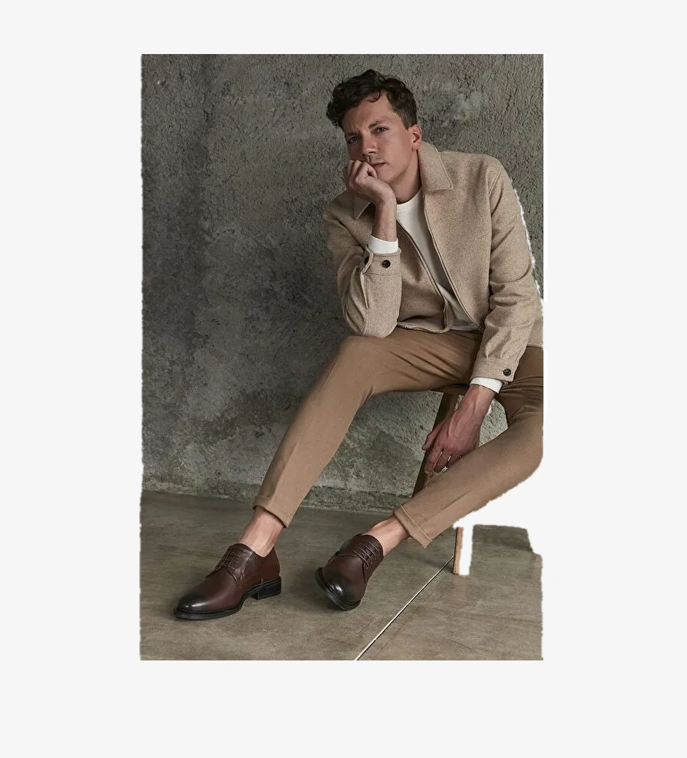 Hakiki Deri Erkek Ayakkabı 133744Z2380 Kahve - Görsel 1