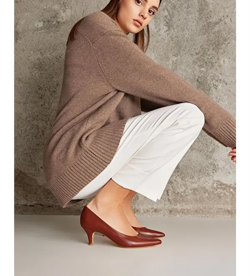 Kadın Hakiki Deri Topuklu Ayakkabı 1231003 324 Taba - Görsel 1