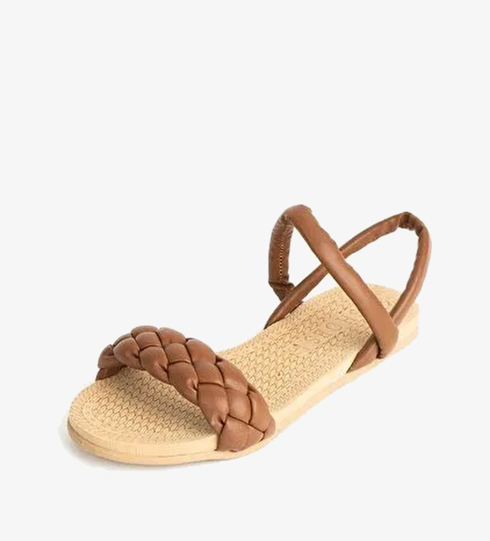 Pembe Potin Pembe Potin Kahverengi Örgülü Rahat Taban Kadın Sandalet 41-30-22 LC Waikiki'de! Kahverengi - 1. görsel