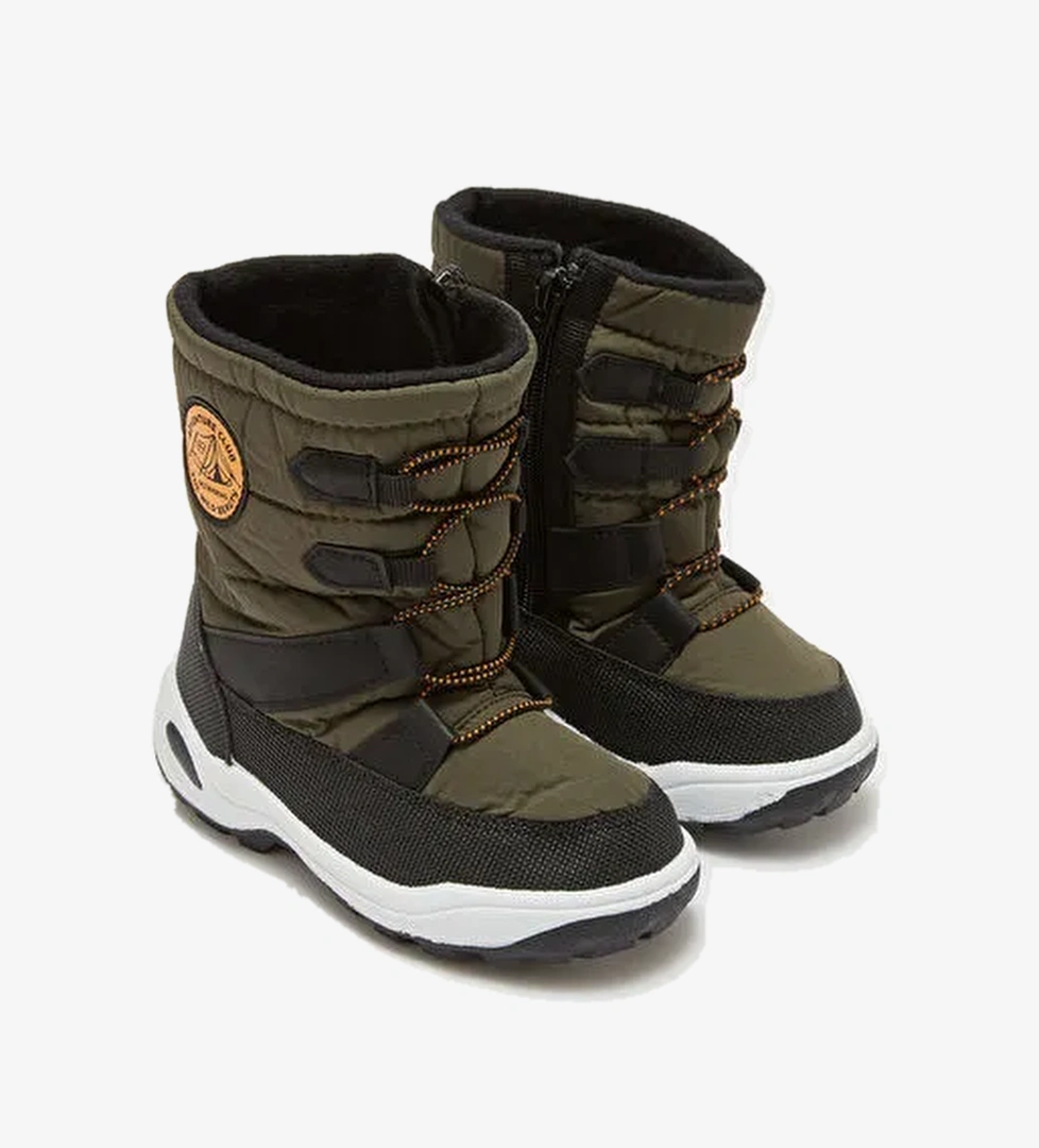 Bağcık ve Fermuarlı Erkek Bebek Kar Botu - Görsel 1