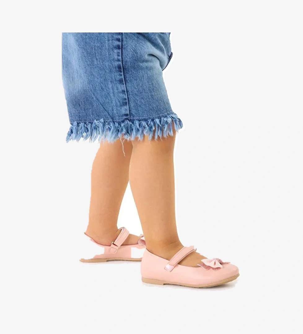 Taşlı Cırtlı Kız Çocuk Fiyonklu Babet Ayakkabı Ege 204 Cilt