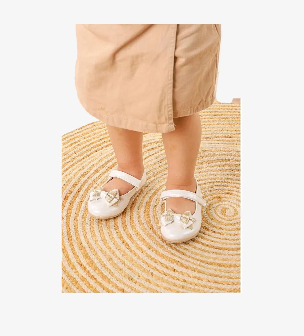 Cırtlı Kum Sim Fiyonklu Kız Çocuk Babet Ayakkabı Ege 202 Cilt