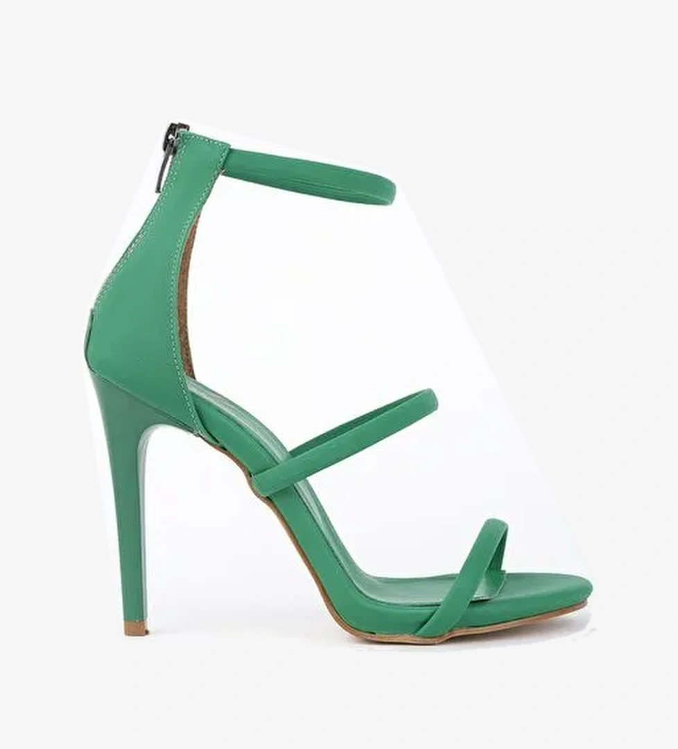 Nikita Kadın Arkası Fermuarlı Saten Tarz Şık ve Rahat İnce Topuklu Ayakkabı - Görsel 1