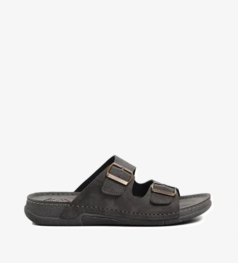 64.002 Gri Çift Bantlı Erkek Terlik