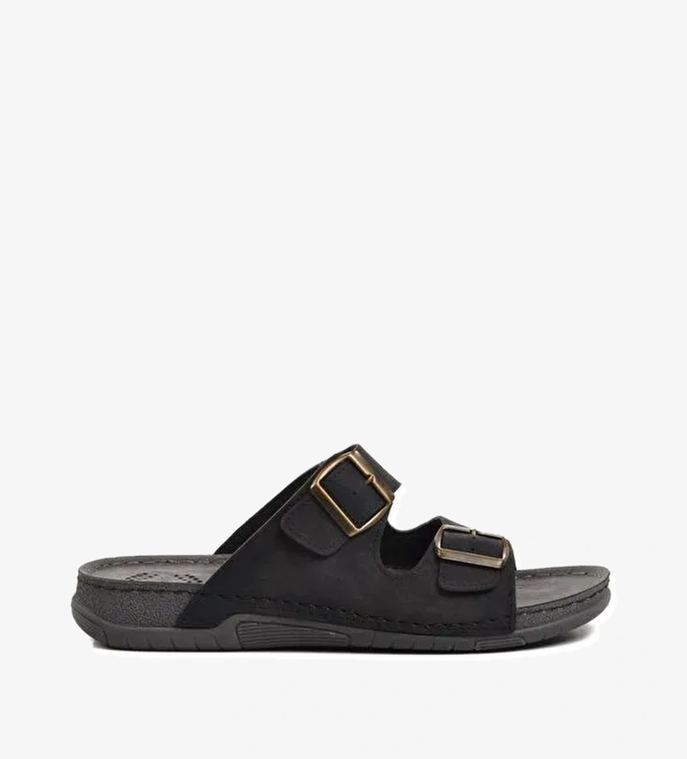 64.002 Siyah Çift Bantlı Erkek Terlik