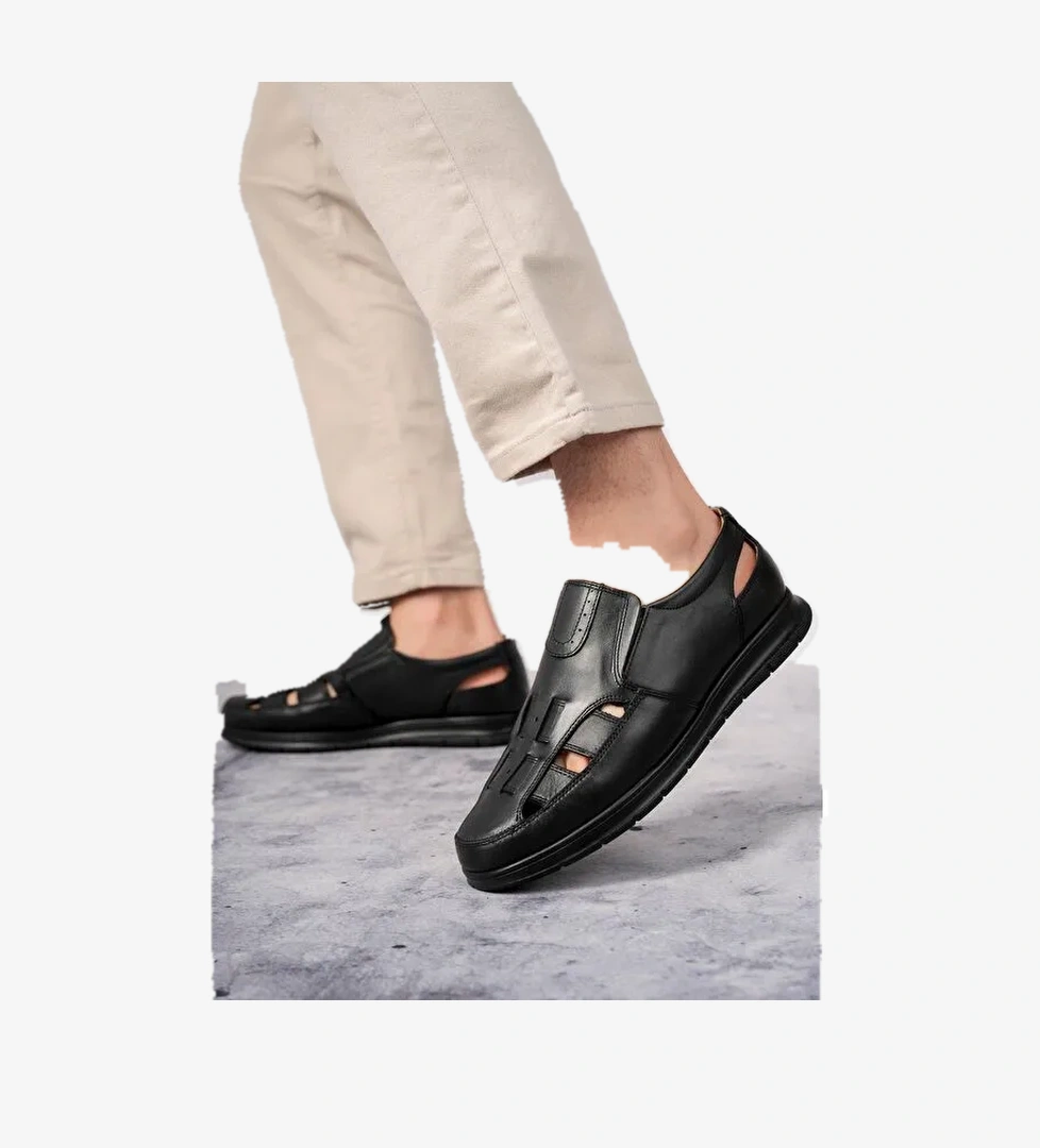 Oliver Erkek Günlük Klasik Hakiki Deri Rahat Ortopedik Sandalet - Görsel 1