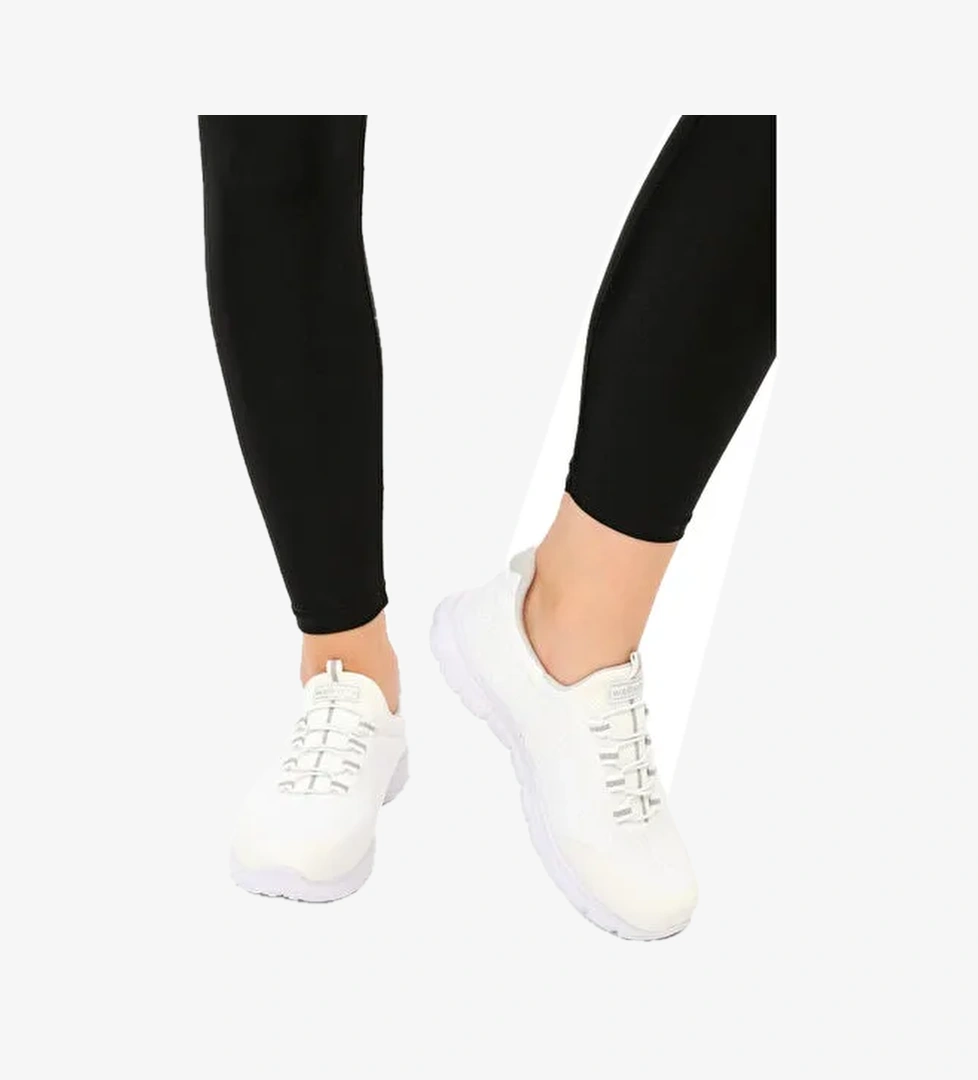 DAR KALIP Beyaz Gümüş Fileli Hafif Esnek Kadın Spor Ayakkabı Flexible G