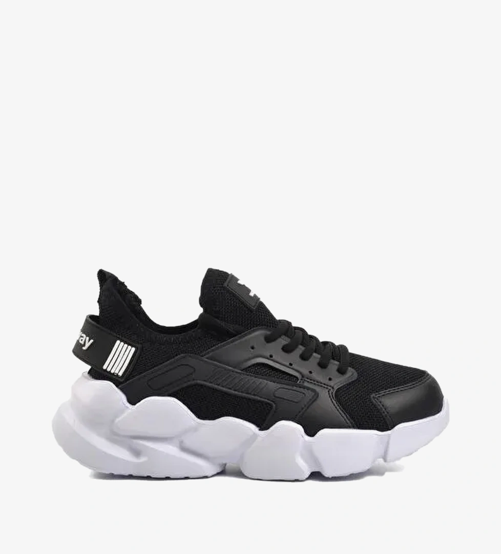 Hura Siyah-Beyaz Fileli Hafif Unisex Spor Ayakkabi