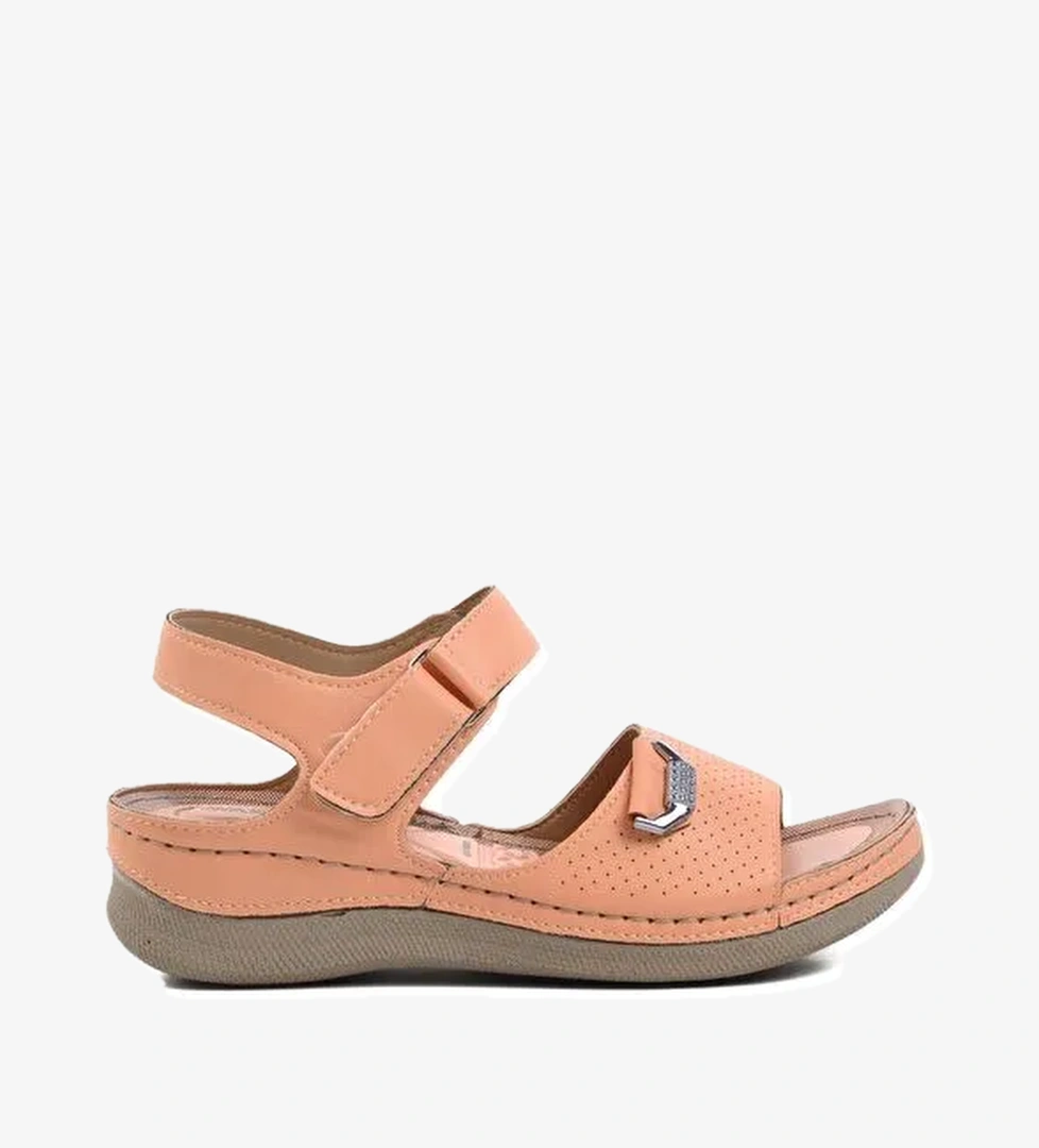 Kefken Pudra Kadın Cırtlı Sandalet - Görsel 1