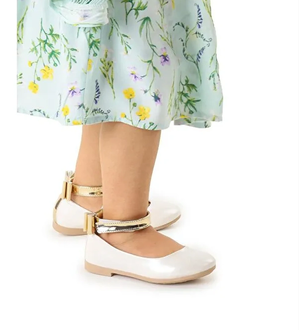 Cırtlı Kız Çocuk Fiyonklu Babet Ayakkabı Ege 205 Cilt Bilekten Bağlamalı