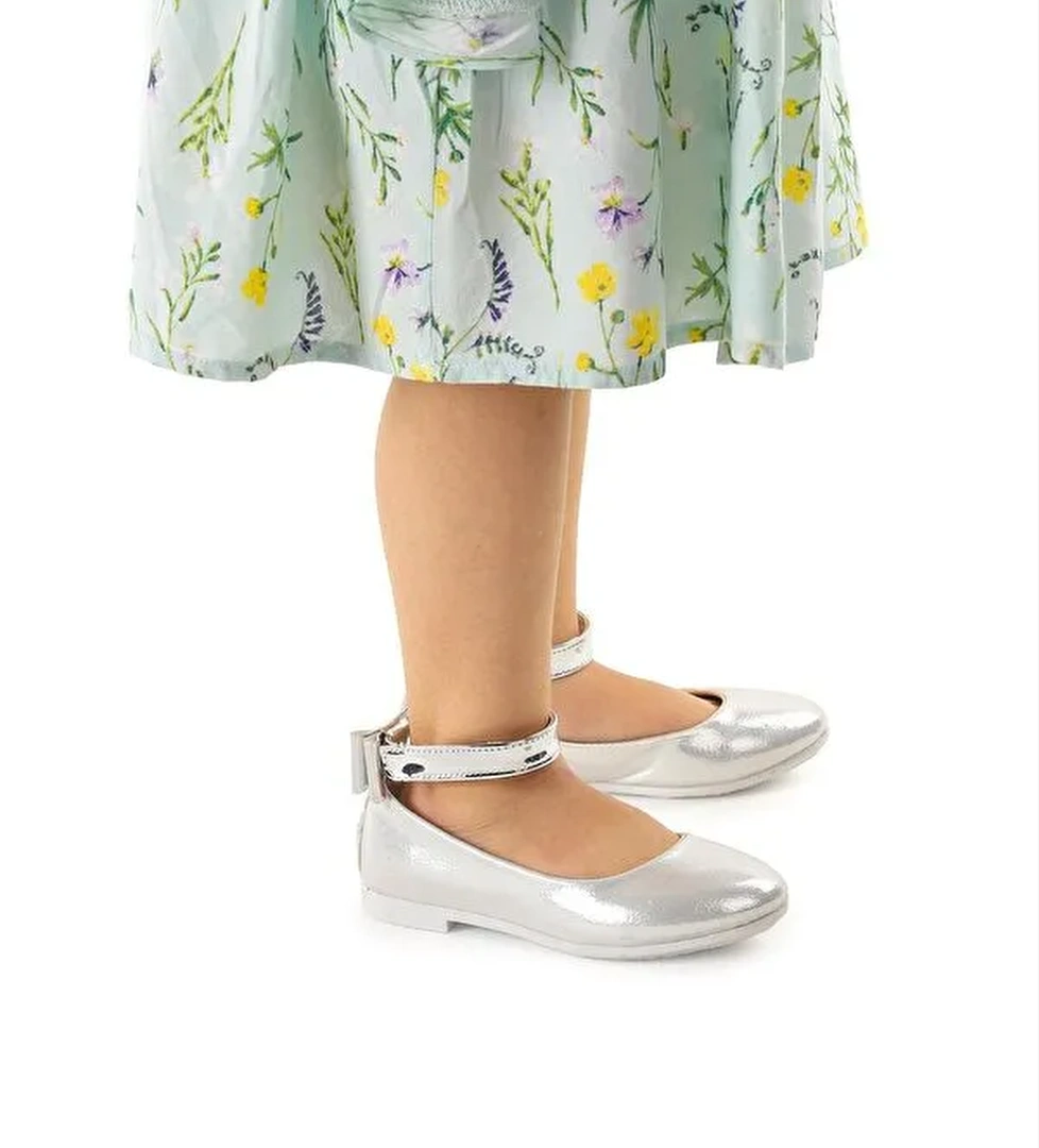 Cırtlı Kız Çocuk Fiyonklu Babet Ayakkabı Ege 205 Vakko Bilekten Bağlamalı