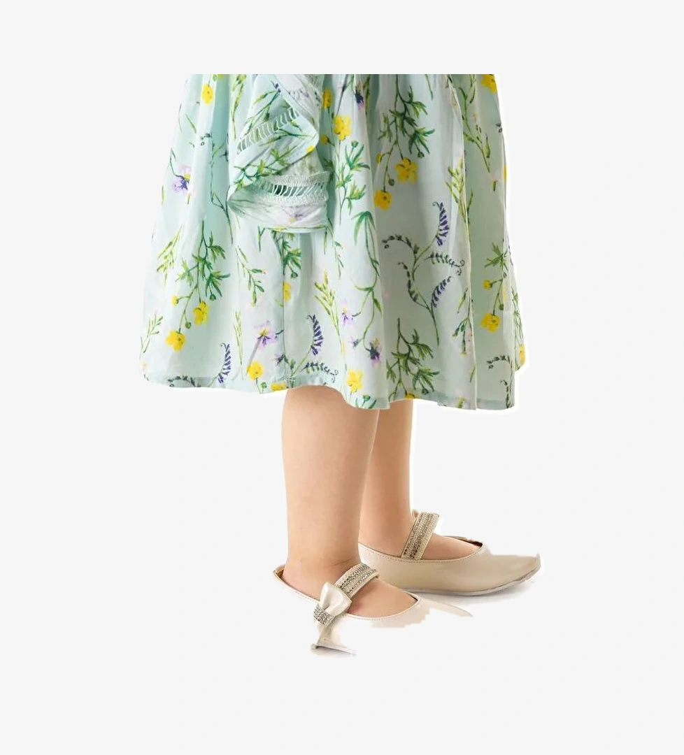 Cerry Cilt Cırtlı Kız Çocuk Taşlı Babet Ayakkabı