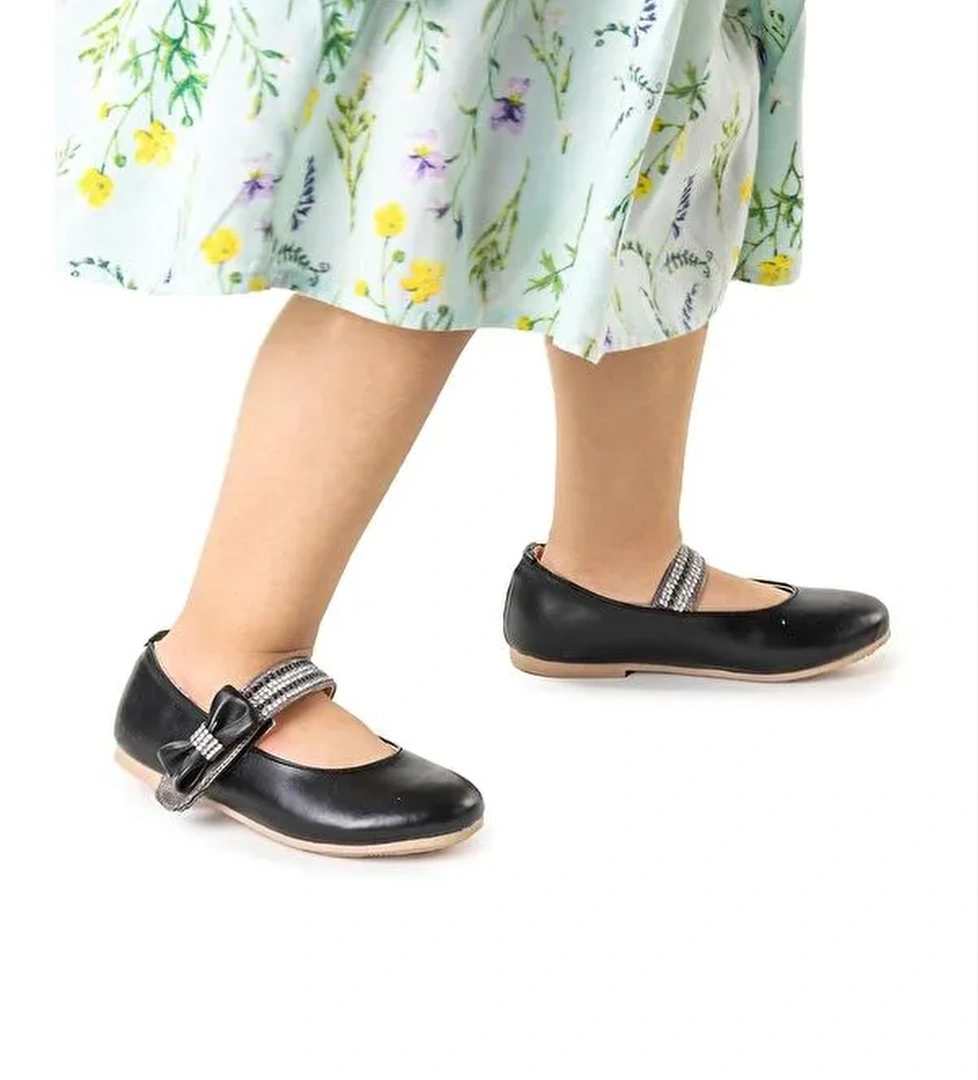 Cerry Cilt Cırtlı Kız Çocuk Taşlı Babet Ayakkabı