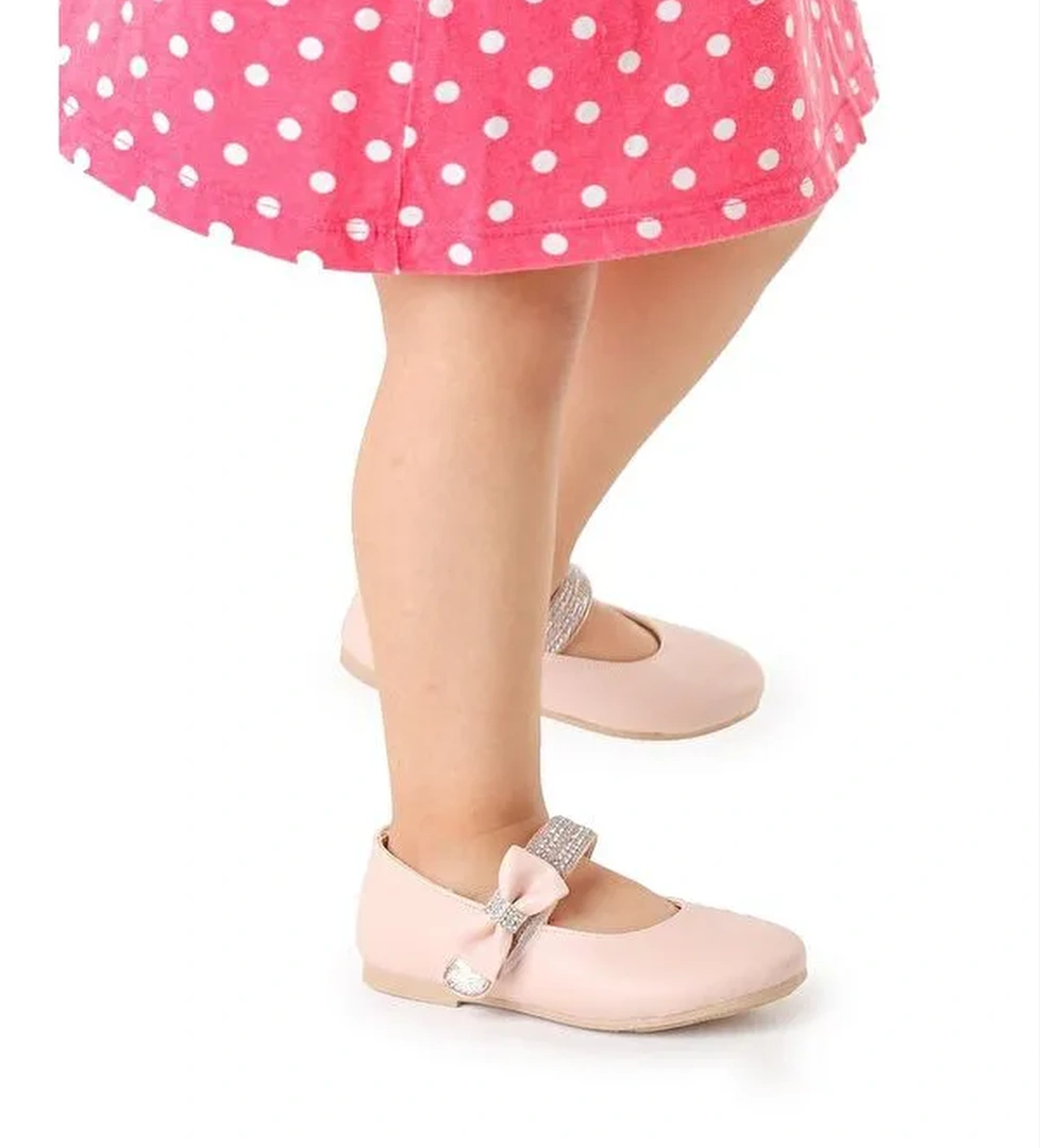 Cerry Cilt Cırtlı Kız Çocuk Taşlı Babet Ayakkabı - Görsel 1