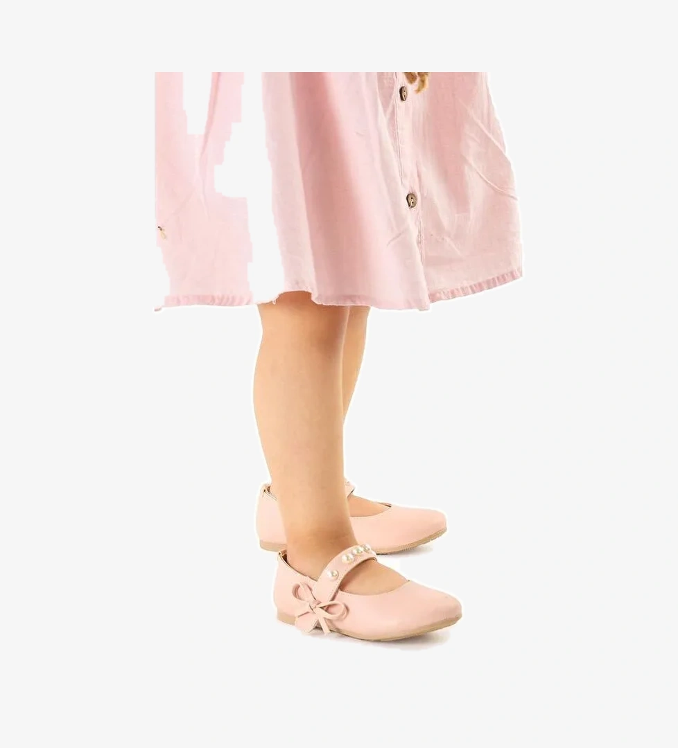 Bareti Cilt İncili Günlük Cırtlı Kız Çocuk Babet Ayakkabı