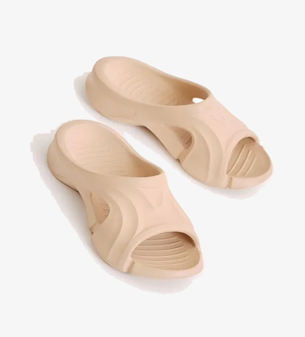 Unisex Bej Desenli Kalın Tabanlı Eva Terlik