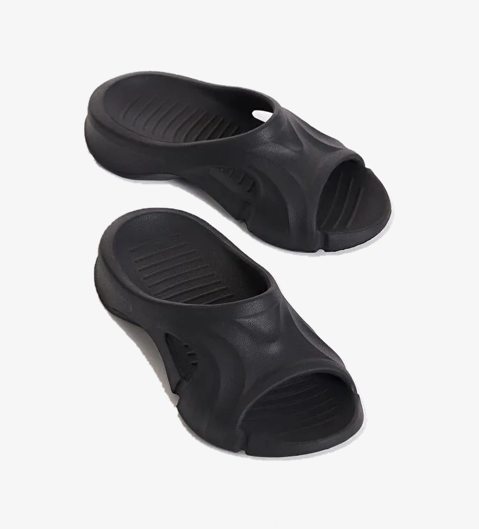 Unisex Siyah Desenli Kalın Tabanlı Eva Terlik