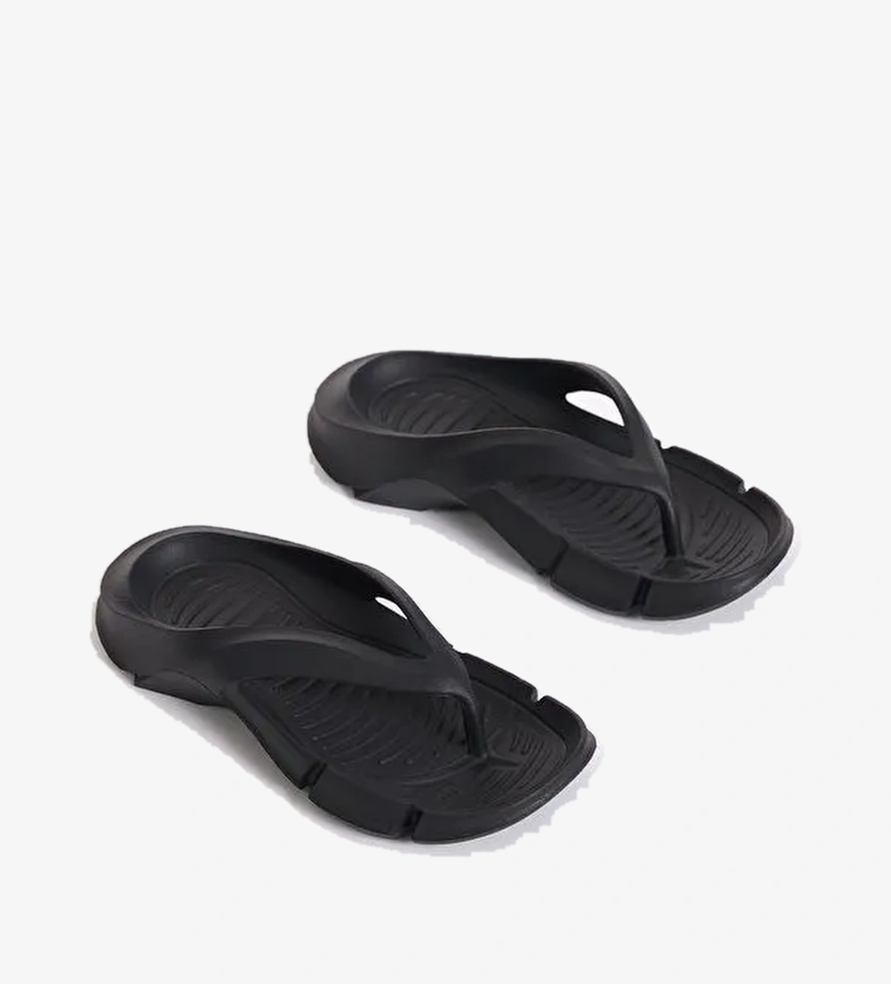 Kadın Siyah Kalın Tabanlı Parmak Arası Eva Terlik