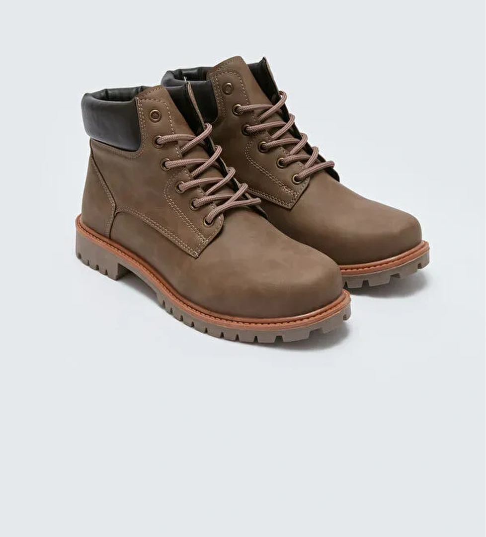 Bağcıklı Deri Görünümlü Erkek Bot