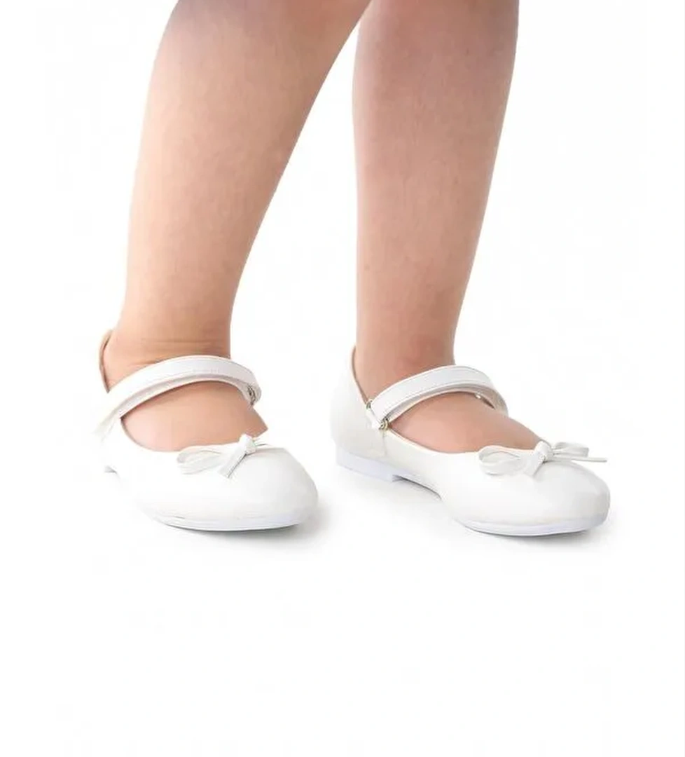 Barbe Cilt Fiyonklu Cırtlı Kız Çocuk Babet Ayakkabı