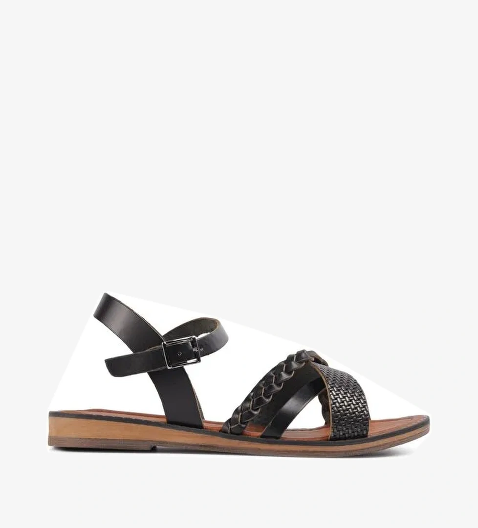 Ayakmod Kadın Siyah Tokalı Sandalet R10015 model görseli