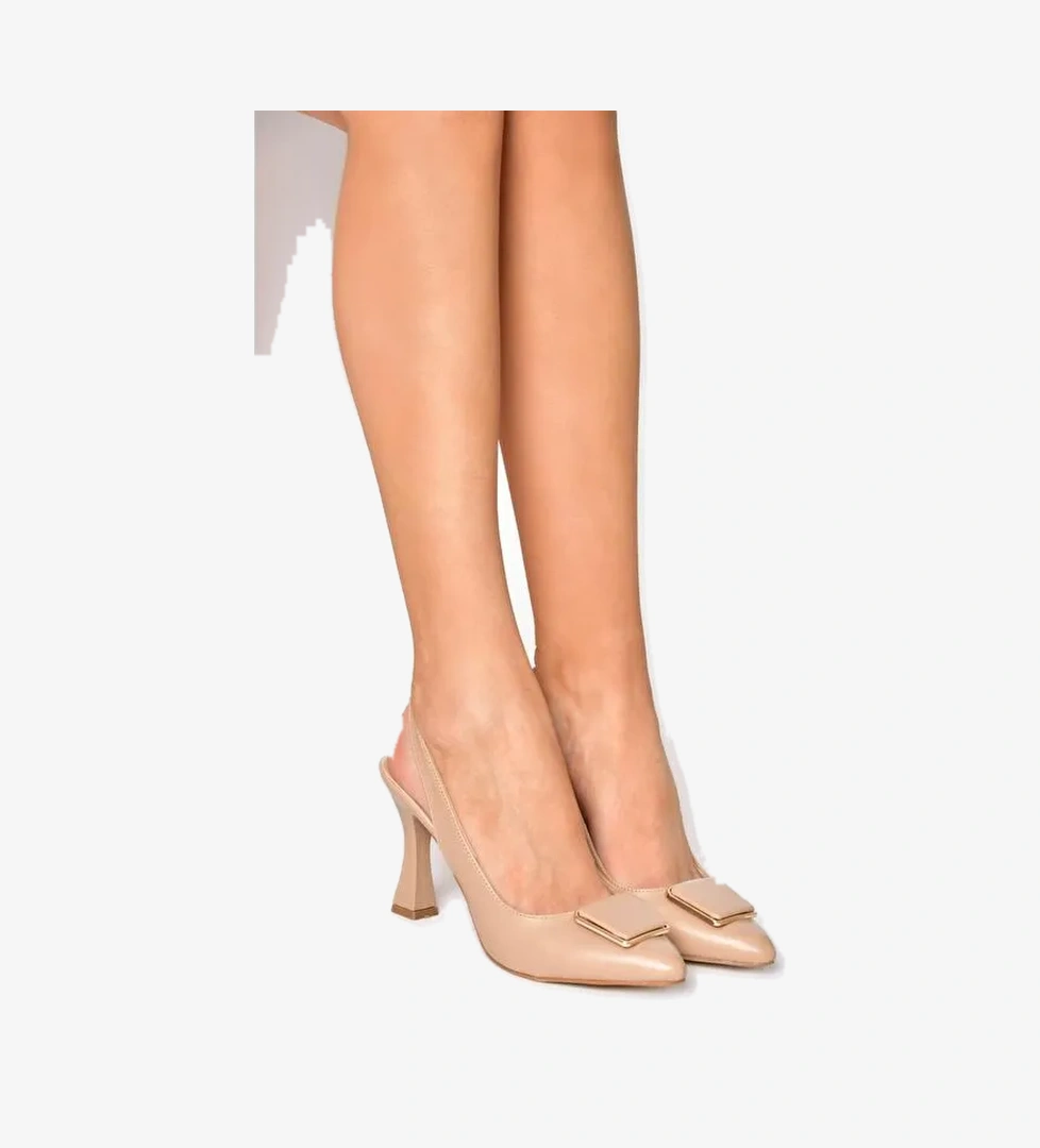 P250148209 Ten Tokalı Kalın Topuklu Kadın Ayakkabı