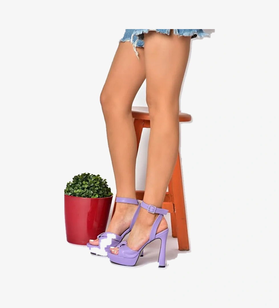 K404080209 Eflatun Plaform Topuklu Kadın Ayakkabı