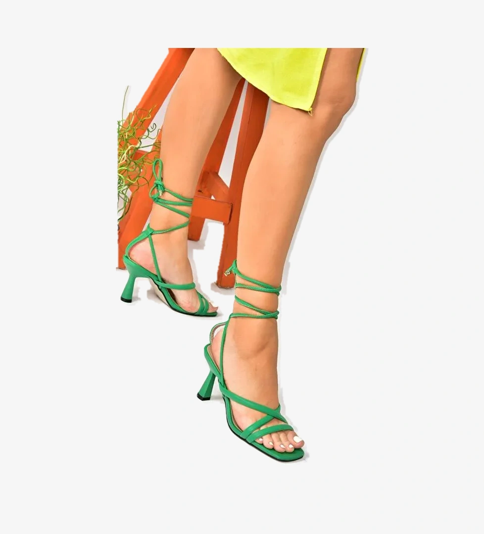 Çimen Yeşili Bilek Bağlamalı Kadın Topuklu Ayakkabı K404070209 - Görsel 1