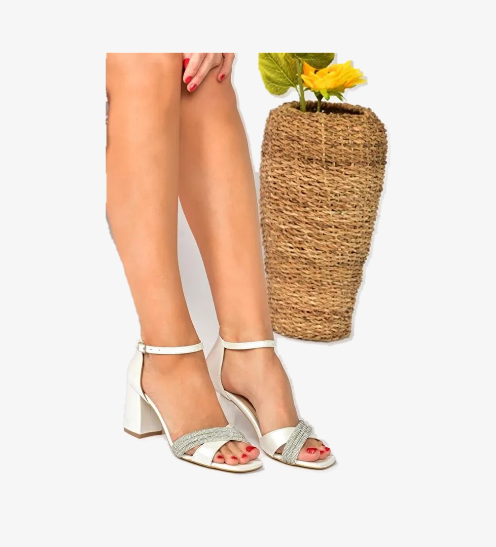 Sedef Taşlı Kalın Topuklu Kadın Abiye Ayakkabı P820006709 - Görsel 1