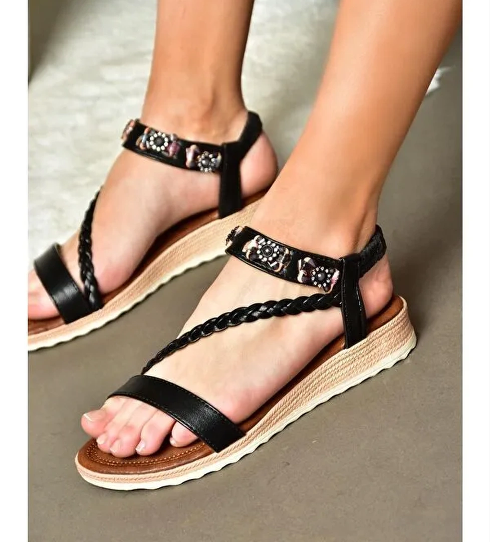 M258313409 Siyah Kadın Sandalet