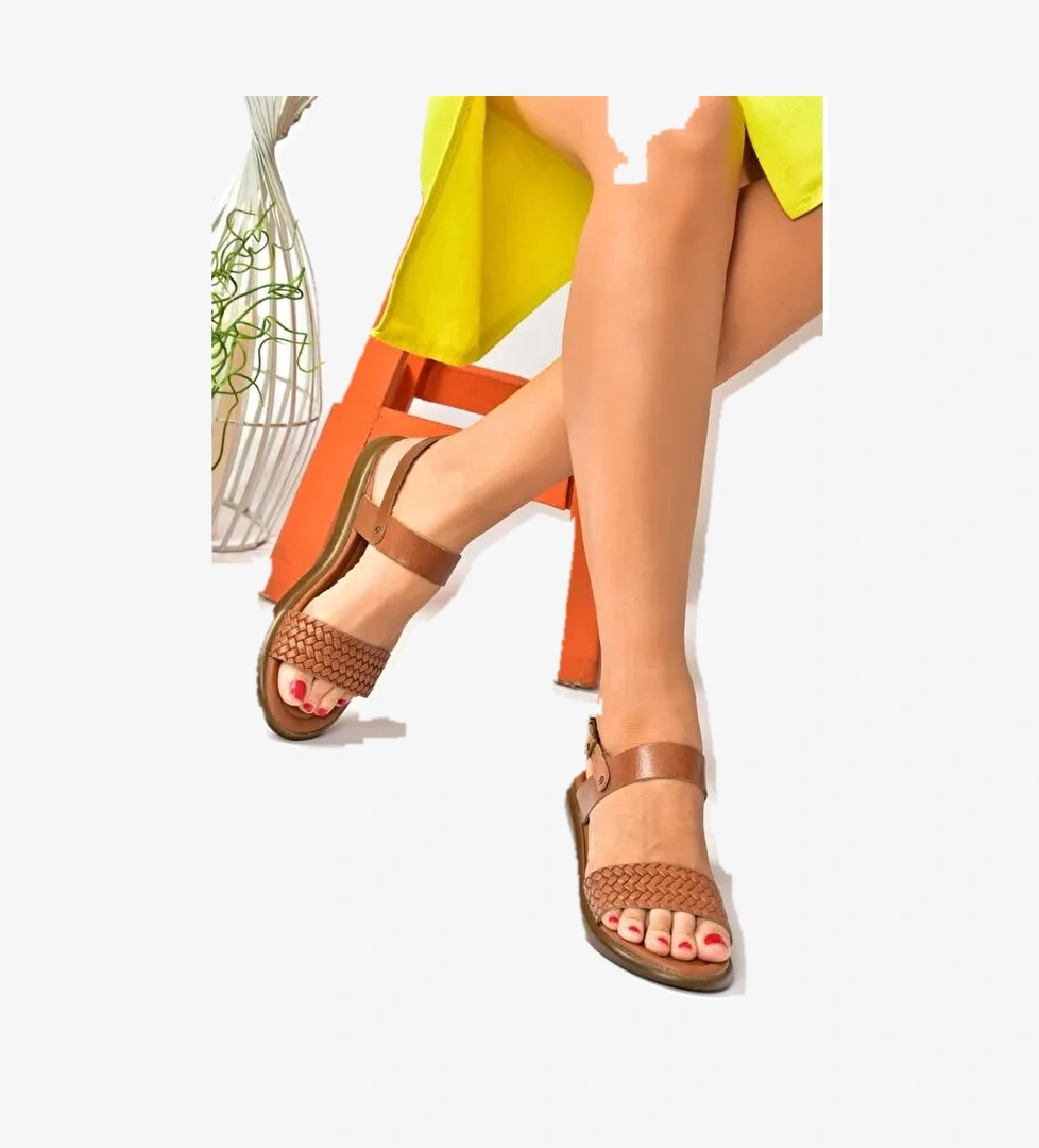 Taba Hakiki Deri Günlük Kadın Sandalet P291013603