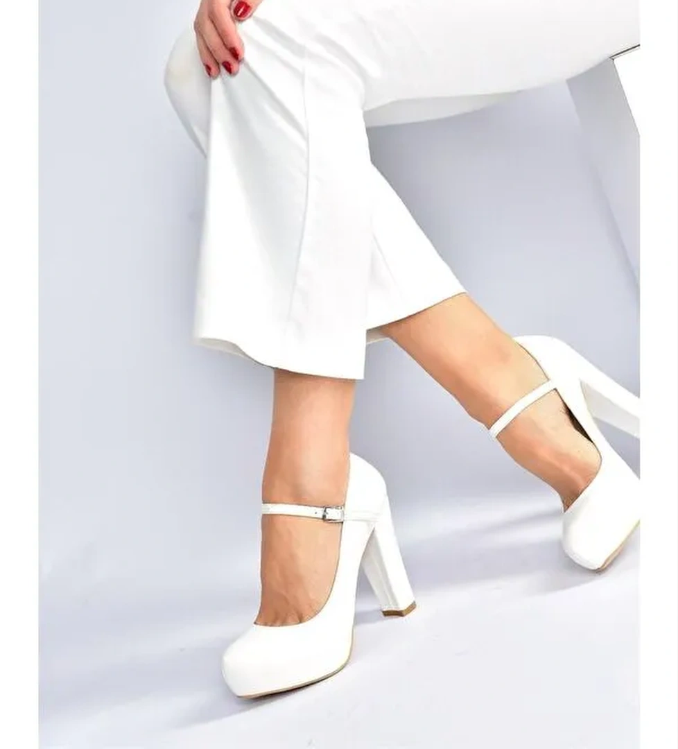 Beyaz Platform Topuklu Kadın Abiye Ayakkabı M348007209