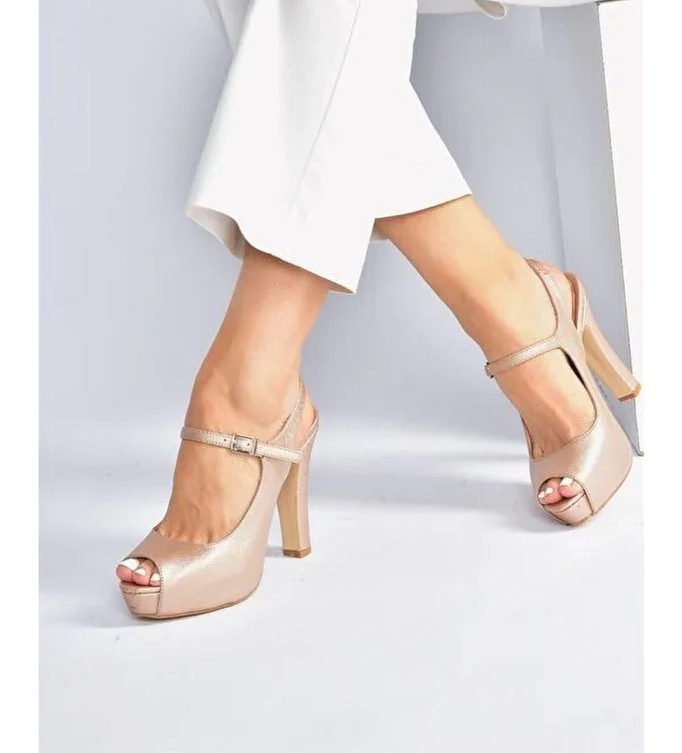 Bronz Platform Topuklu Kadın Abiye Ayakkabı M348007009