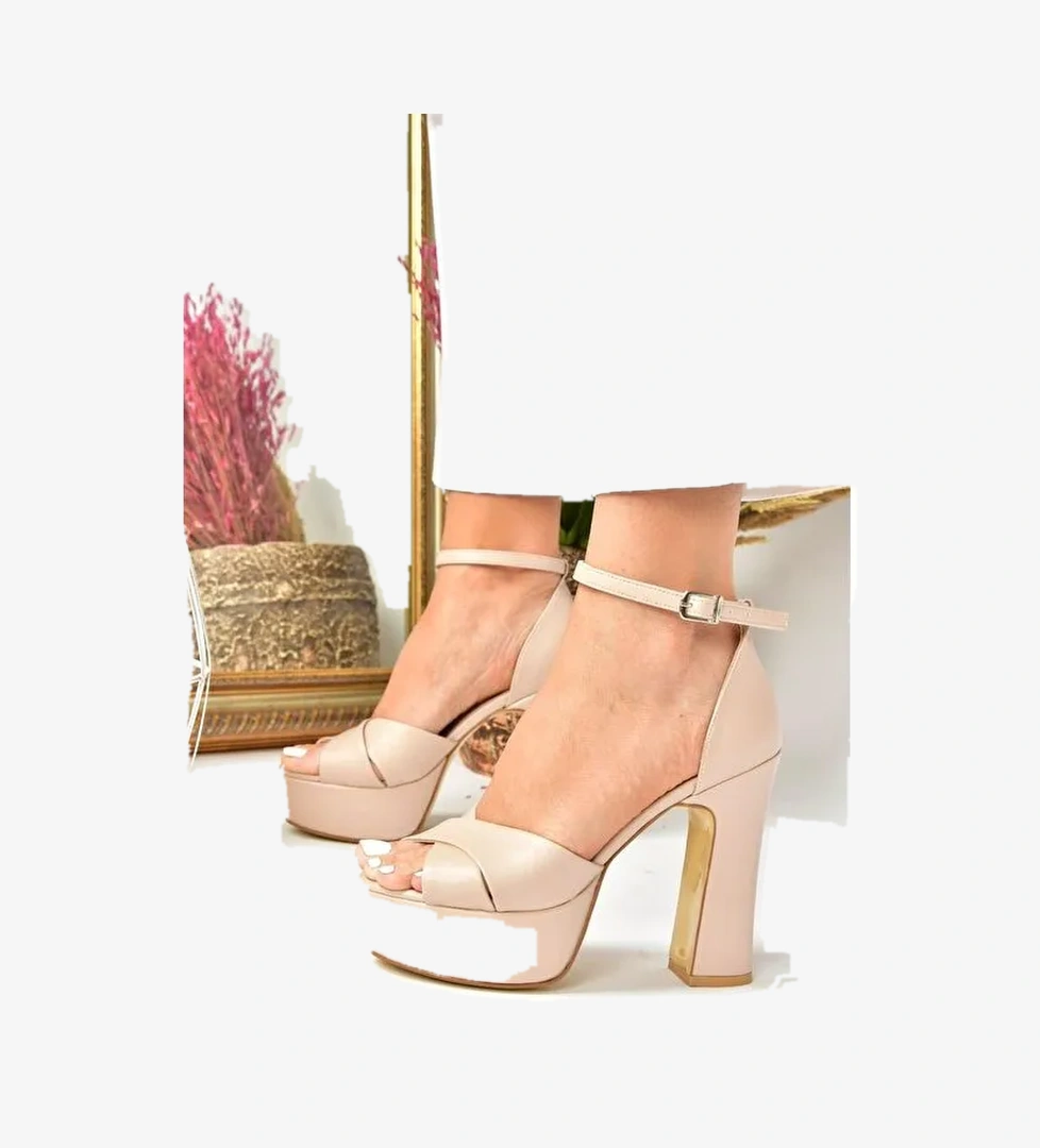 Ten Deri Platform Kalın Topuklu Abiye Ayakkabı M348202509