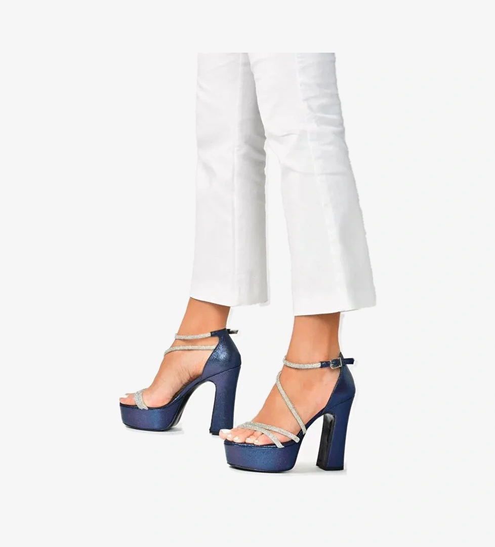 Fox Shoes Suni Deri Platform Kalın Topuklu Kadın Abiye Ayakkabı M348202614 model görseli