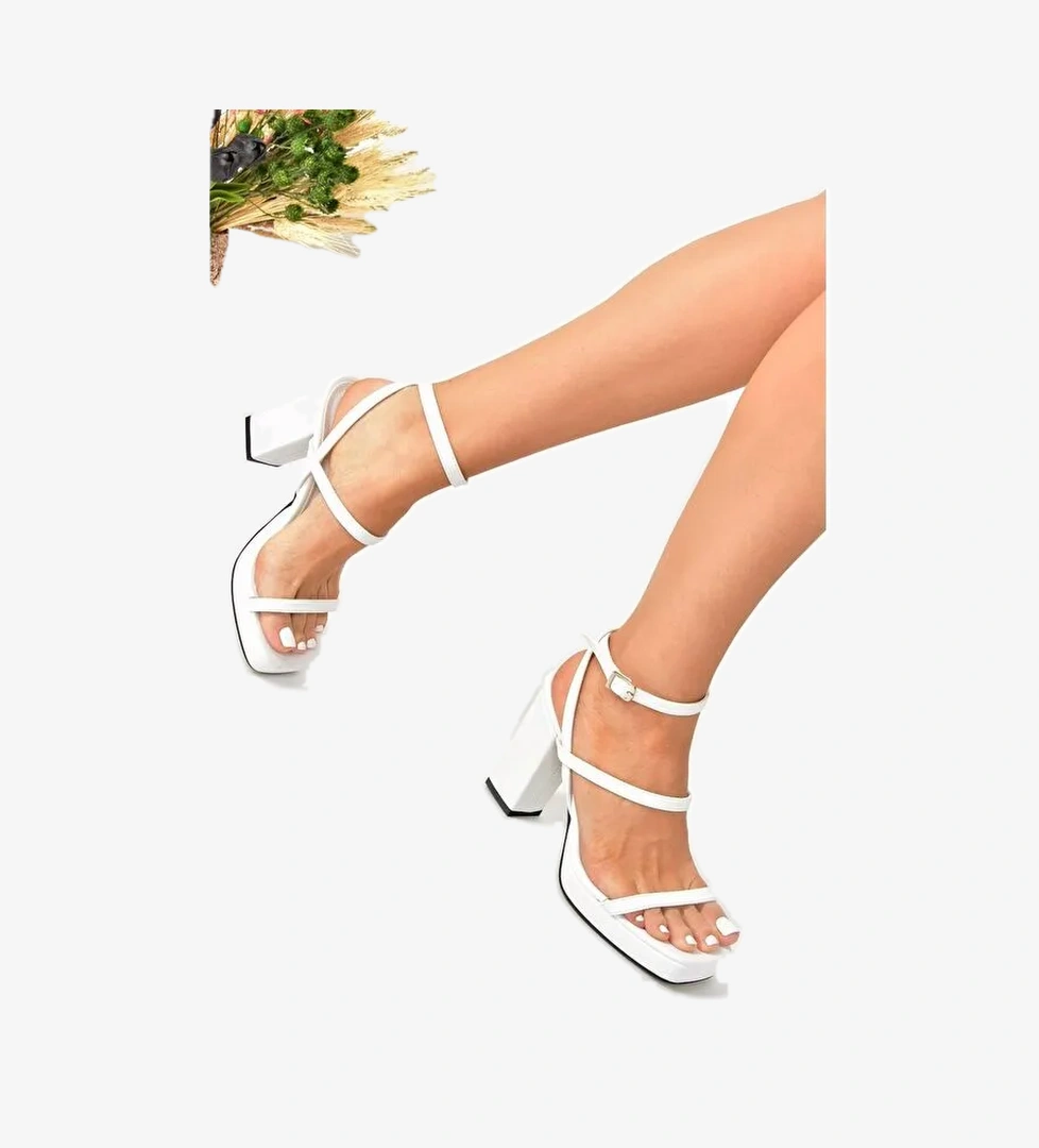 Beyaz Kalın Topuklu Günlük Kadın Ayakkabı M282462709