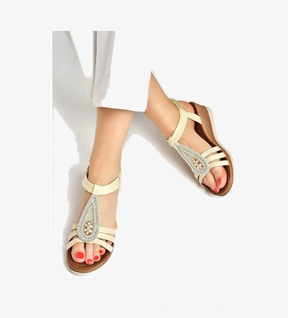 Bej Günlük Kadın Sandalet M258313709 - Görsel 1