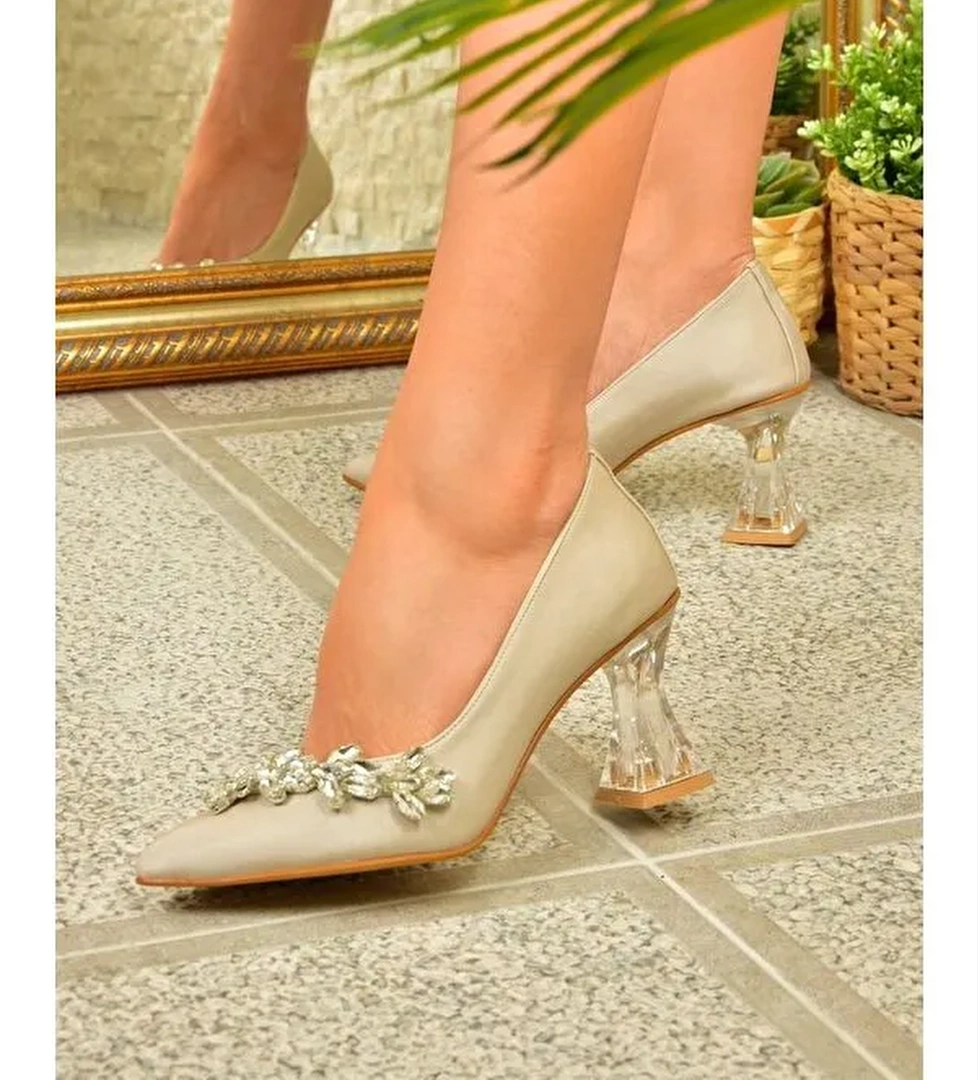 Ten Saten Kumaş Taşlı Kadın Abiye Ayakkabı M246014004