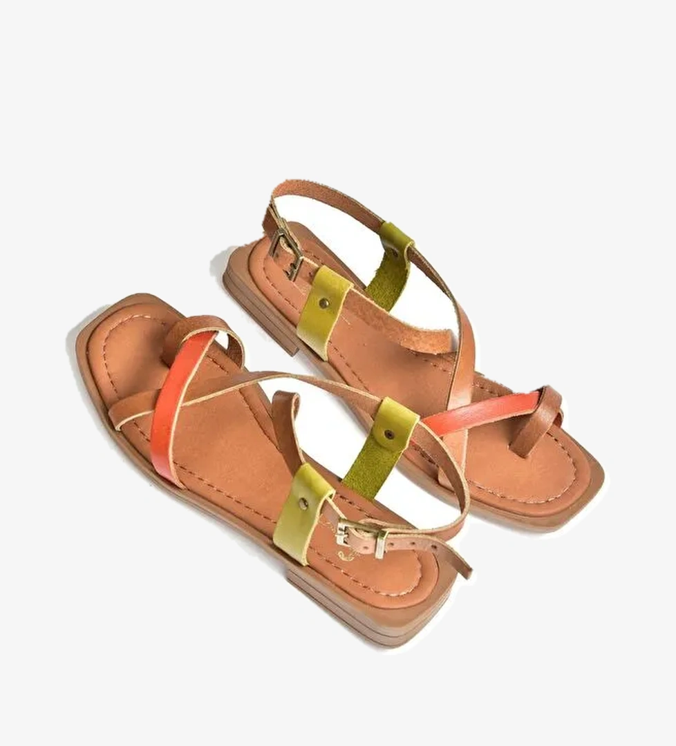 Multi Hakiki Deri Parmak Arası Kadın Sandalet M291841203 - Görsel 1